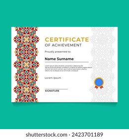 Islamic Geometric Certificate Template Design