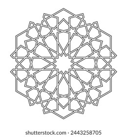 Islamic geometric contour outline design element vector illustration isolated on white background. Logo icon