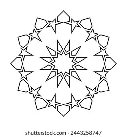 Islamic geometric contour outline design element vector illustration isolated on white background. Logo icon