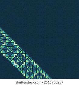 Islamic Geometric Diagonal Pattern Design with Dark Theme and Turquoise Color