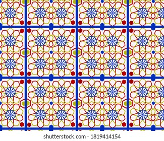 Islamic geometric floral pattern design with white background