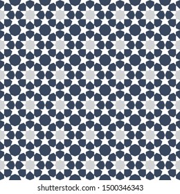 Islamic geometric motif pattern in blue and gray color. 
