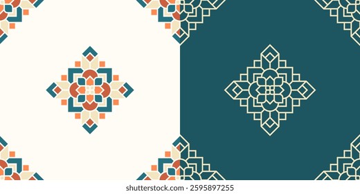 Islamic Geometric Ornament on Pastel Color Theme