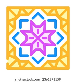 islamic geometric pattern color icon vector. islamic geometric pattern sign. isolated symbol illustration