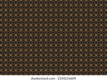 An Islamic geometric pattern with diamond-cut shapes in gold creates a luxurious, intricate texture background, showcasing elegance and cultural richness.