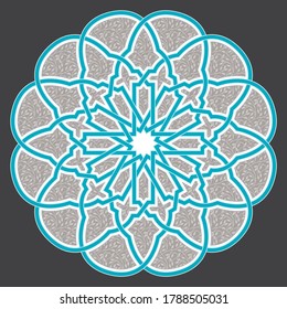 Islamic geometric round ornamental design. Can be used for brochures, invitations, ottoman-seljuk motif.