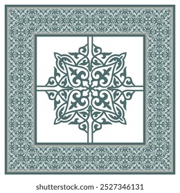 Islamic Geometric Seamless Kazakh pattern Arabesque. Ornament in the oriental style. Asian pattern of the nomads of Central Asia and Kazakhstan, Kyrgyzstan, Mongolia. Design ceramic, Patchwork