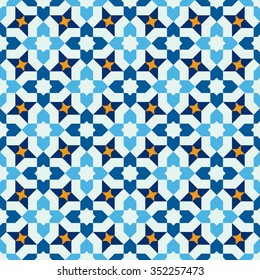 Islamic geometric seamless pattern. Traditional tile ornament. Vector illustration. 