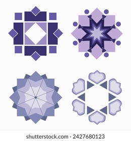 Islamic geometric shape icon bundle. circle and floral icon for seamless pattern