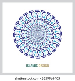 Plano de fundo geométrico islâmico padrão sem costura com detalhes coloridos ornamentais da arte islâmica em torno de ornamento mandala.