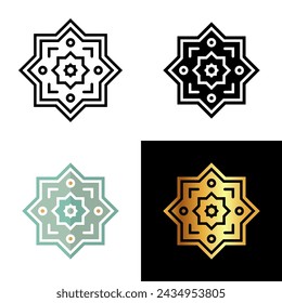 Islamic Geometry Pattern icon. This symbolizes the harmonious blend of mathematics and art, embodying precision, spirituality, and the timeless beauty of Islamic geometric designs.