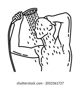 Islamic Ghusl is Part of Muslim Worship Activity Hand Drawn Icon Set Vector.