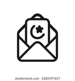 Icono del contorno de la cubierta de regalo islámico, icono del sobre fitrah para niños en Eid al-Fitr, ilustración vectorial en estilo moderno. Recursos gráficos editables para muchos fines.