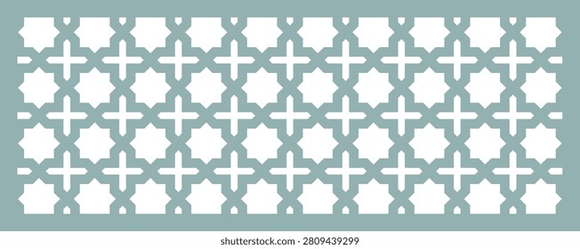 Islamic girih middle eastern geometric pattern. Muslim star ornament. CNC machine cutting. Vector background
