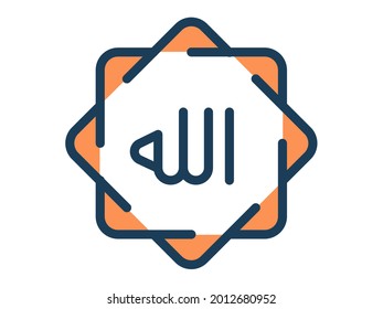 islamic god allah single isolated icon with dash or dashed line style