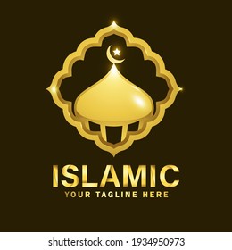 Islamic Gold Color and Luxury Logo Design. Luxury Mosque Logo Design Template