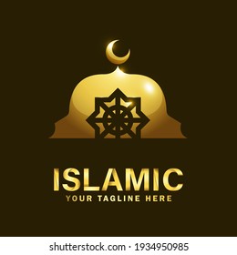 Islamic Gold Color and Luxury Logo Design. Luxury Mosque Logo Design Template