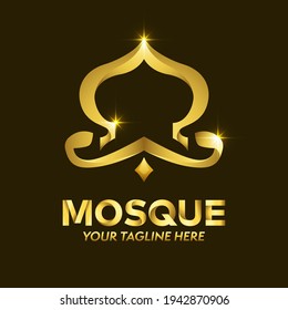 Islamic Gold Color and Luxury Logo Design. Luxury Mosque Logo Design Template