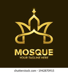 Islamic Gold Color and Luxury Logo Design. Luxury Mosque Logo Design Template