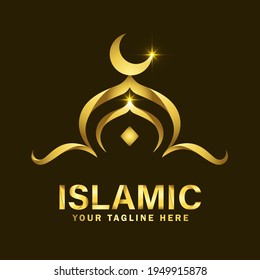 Islamic Gold Color and Luxury Logo Design. Luxury Mosque Logo Design Template