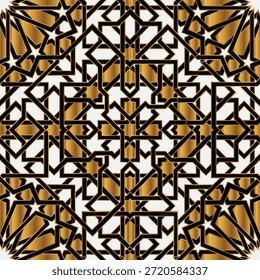 islamic Gold Organic Seamless Pattern Background EPS Vector