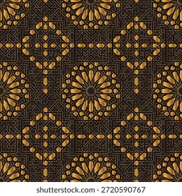 islamic Gold Organic Seamless Pattern Background EPS Vector