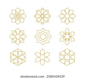 Islamic Gold Ornament Set Illustration