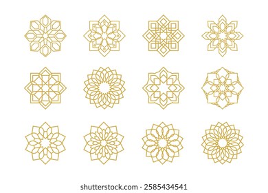 Islamic Gold Ornament Set Illustration