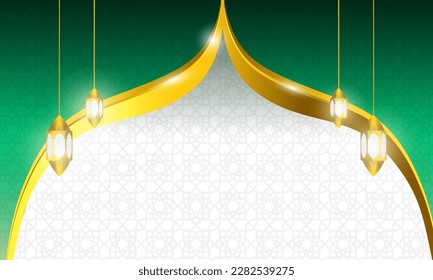 islamic gold shine green vector background