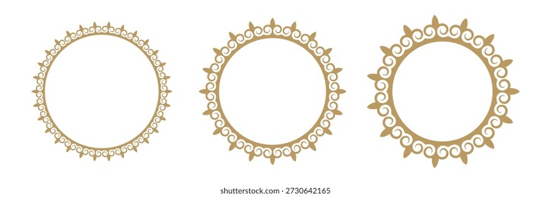 Marcos dorados islámicos. Patrón étnico de los cuernos de carnero motivo. Vector