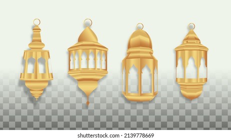 Islamic golden isolated lantern pack collections