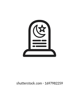 islamic gravestone line icon, vector illustration