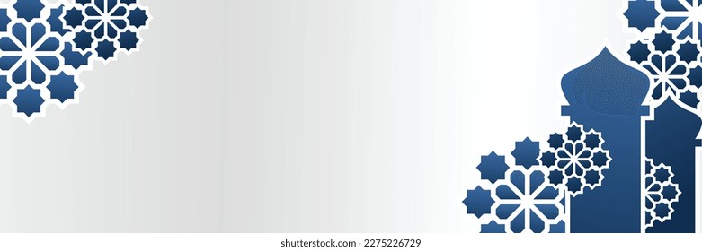Islamic gray background, with beautiful blue mandala ornament. vector template for banners, greeting cards for Islamic holidays.