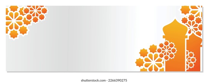 Fondo gris islámico, con hermoso adorno de mandala naranja. plantilla vectorial para banners, tarjetas de felicitación para festividades islámicas.