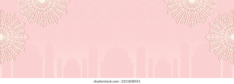 Islamic green background, with beautiful mandala ornament. vector template for banners, greeting cards for Islamic holidays.