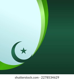 islamic green blank template background for islamic event with crescent moon and star