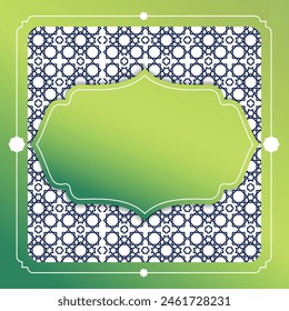 Islamic Green border geometric style vector Background