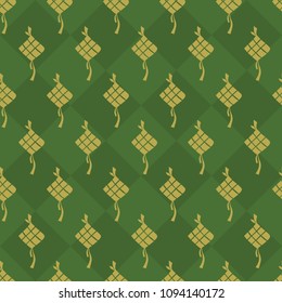 Islamic green gold rhombus eid. A playful, modern, and flexible pattern for brand who has cute and fun style. Repeated pattern. Happy, bright, and magical mood.