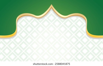 Islamic greeting card background with gold green