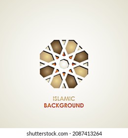 Islamischer Grußkartenhintergrund mit farbenfrohen Zierdetails von Blumenmosaikkunstverzierungen.Vektorgrafik.