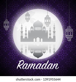 Islamic Greeting Card Design, Ramadan Kareem. Vector Illustration