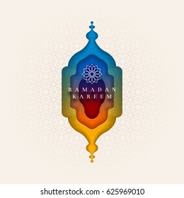 Diseño islámico de tarjetas de felicitación para Ramadán. Ilustración vectorial de estilo de arte de papel. Los elementos se clasifican por separado en el archivo vectorial. 