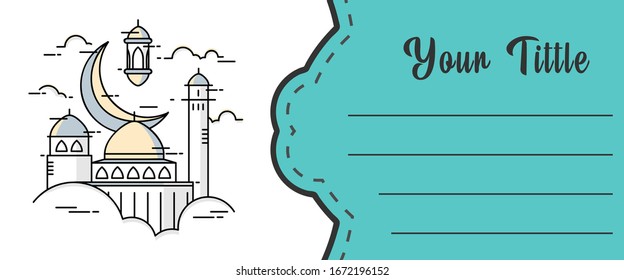 Islamic greeting card design template for celebration islamic holiday