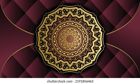 Islamic greeting card with mandala decoration. Arabic style gold vintage greeting card. Arabic style luxury frame background. Invitation, Wedding card, Diwali, Decoration, India, Indian, Arabic,Damask
