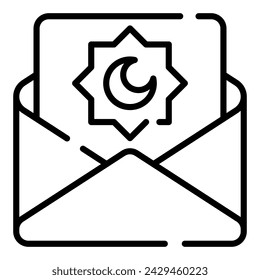 Islamic Greeting Card for Ramadan and Eid Mubarak Simple Line Icon Logo Symbol