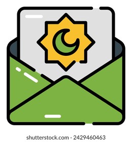 Islamic Greeting Card for Ramadan and Eid Mubarak Simple Line Icon Logo Symbol