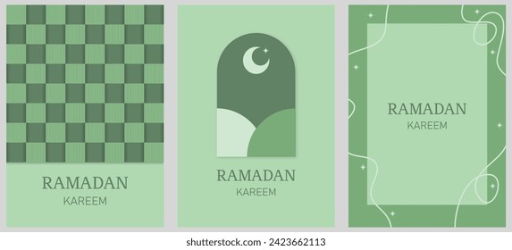 Islamic Greeting Card. Ramadan Kareem. Invitation Card, Template, Media Banner. Set of Vector Illustrations.