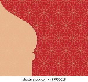Islamic greeting card template . Arabic muslim background, seamless line pattern. Celebration card for Eid Ul Adha festival, Ramadan Kareem decoration