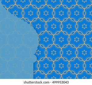 Islamic greeting card template . Arabic muslim background, seamless line pattern. Celebration card for Eid Ul Adha festival, Ramadan Kareem decoration