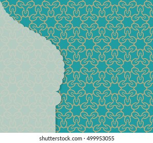 Islamic greeting card template . Arabic muslim background, seamless line pattern. Celebration card for Eid Ul Adha festival, Ramadan Kareem decoration